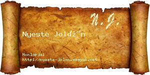 Nyeste Jolán névjegykártya